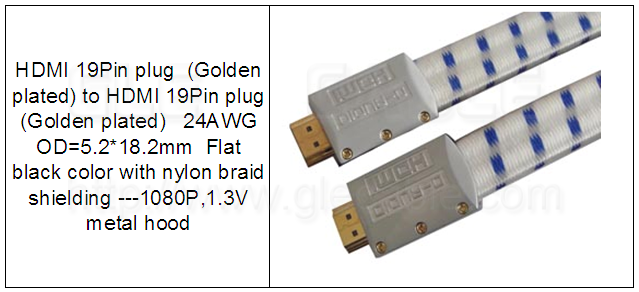 Flat HDMI 1.3v, 1080P